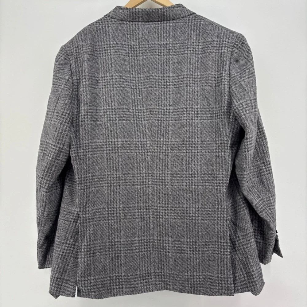 Zegna Men Sportcoat Blazer 48 R Gray Glen Plaid Cashmere Silk Italy Unstructured